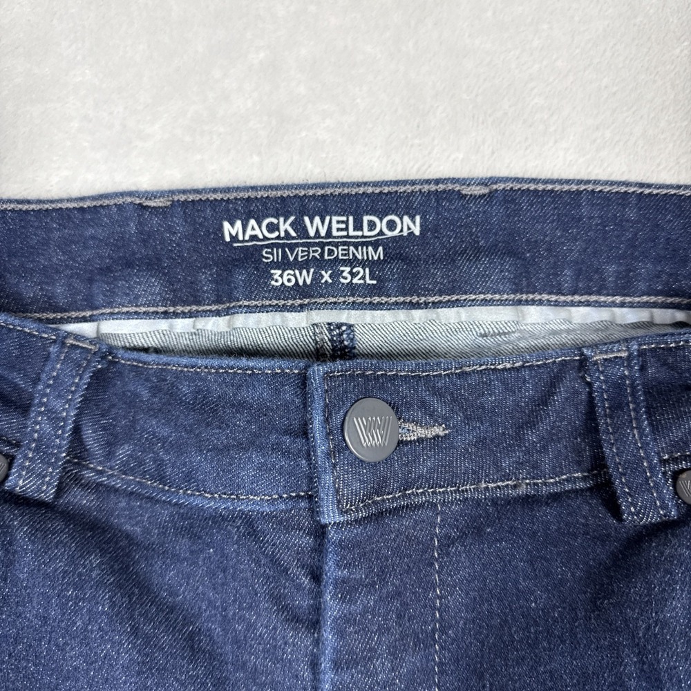 Mack Weldon Jeans Mens 36x32 (Fits 34x29) Silver Denim Indigo Selvedge Dark - Picture 5 of 12